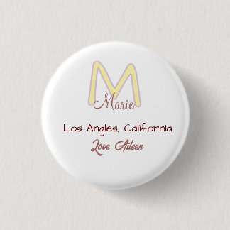 Badge Rond 2,50 Cm monogramme jaune rose nom amour ville marron tenda