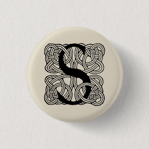 Badge Rond 2,50 Cm Monogramme Lettre S Impression Vintage Nœud Celtiq