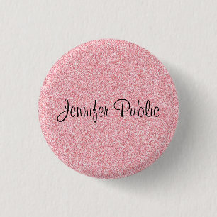 Badge Rond 2,50 Cm Monogramme Modèle Élégant Rose Parties scintillant