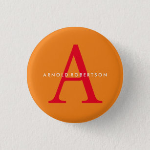 Badge Rond 2,50 Cm Monogramme moderne tendance orange rouge