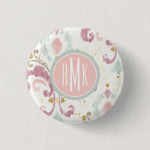Badge Rond 2,50 Cm Monogramme  Motif Soft Deco