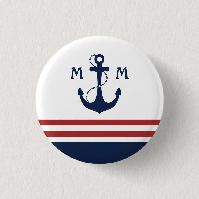 Badge Rond 2,50 Cm Monogramme nautique (Devant)