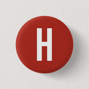 Badge Rond 2,50 Cm Monogramme Nom Initiales Minimaliste Brique Rouge