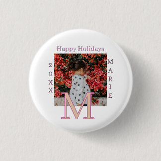 BADGE ROND 2,50 CM MONOGRAMME NOM PHOTO ANNEE NOEL HOLI