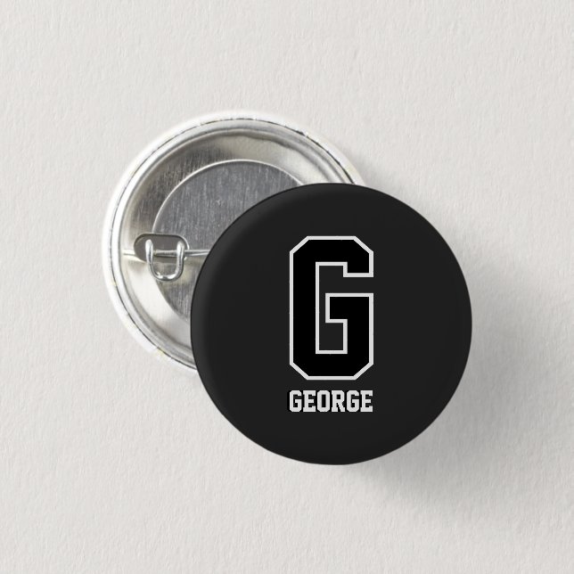 Badge Rond 2,50 Cm Monogramme personnalisé noir et blanc (Devant & derrière)