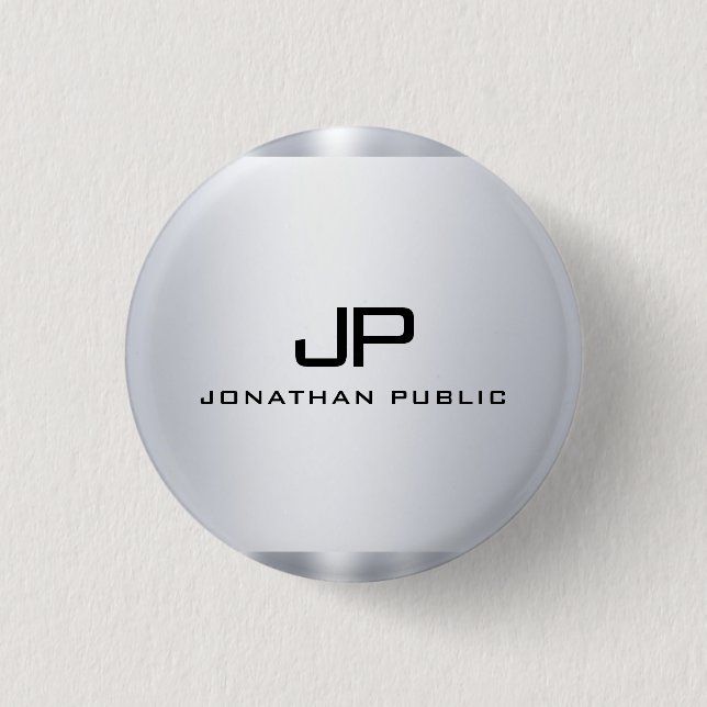 Badge Rond 2,50 Cm Monogramme Revêtement métallique Faux Modèle d'arg (Devant)