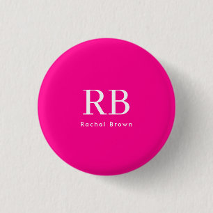 Badge Rond 2,50 Cm Monogramme rose chaud Élégant féminin Minimaliste