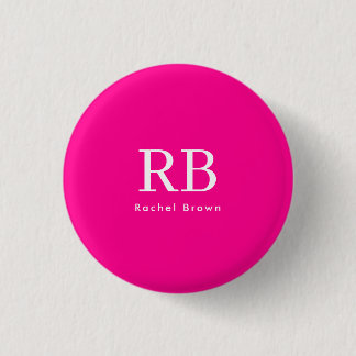 Badge Rond 2,50 Cm Monogramme rose chaud Élégant féminin Minimaliste