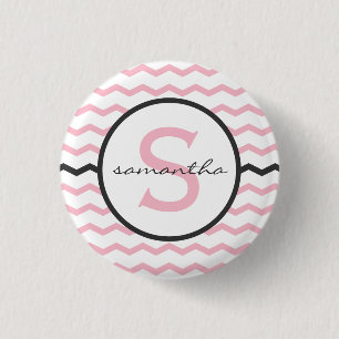 Badge Rond 2,50 Cm Monogramme rose de Chevron