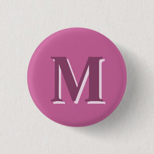 Badge Rond 2,50 Cm monogramme rose vif,