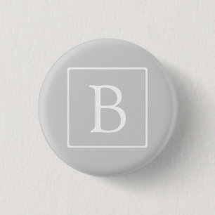 Badge Rond 2,50 Cm Monogramme simple gris clair