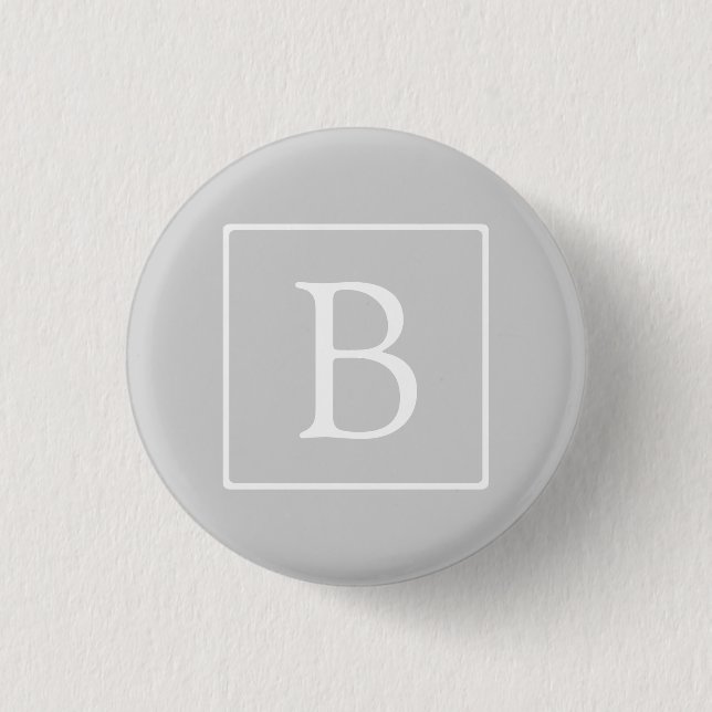 Badge Rond 2,50 Cm Monogramme simple gris clair (Devant)