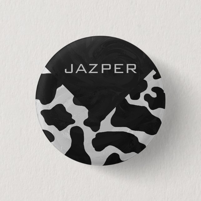Badge Rond 2,50 Cm Monogramme vache noir et blanc (Devant)