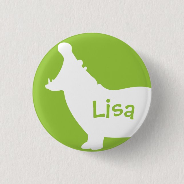 Badge Rond 2,50 Cm Monogramme vert et blanc de coutume d'hippopotame (Devant)