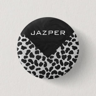 Badge Rond 2,50 Cm Monographie dalmate noir et blanc