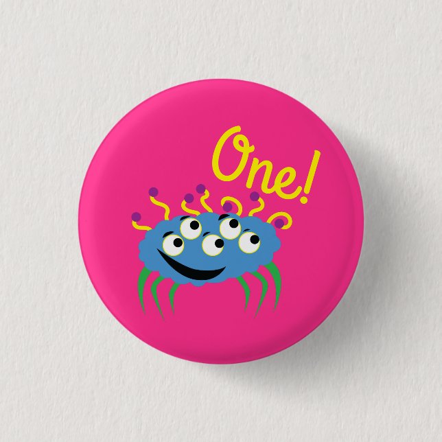 Badge Rond 2,50 Cm Monster Cute Funny 1er anniversaire Thème de fête (Devant)