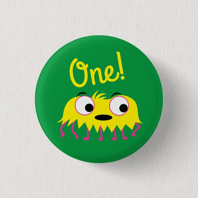 Badge Rond 2,50 Cm Monster Cute Funny 1er anniversaire Thème de fête (Devant)