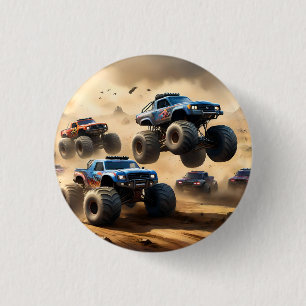 Badge Rond 2,50 Cm Monster Trucks Courant Dans Le Désert,
