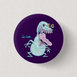 Badge Rond 2,50 Cm monstre alien cartoon bleu clair