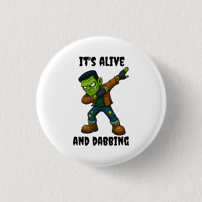 Badge Rond 2,50 Cm Monstre pointu est vivant et dabs pour Halloween (Devant)
