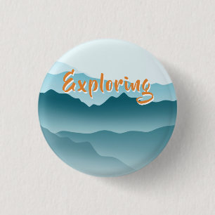 Badge Rond 2,50 Cm Montagnes à rouleaux bleus minimalistes Amateurs d