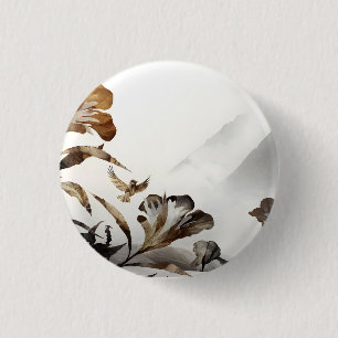Badge Rond 2,50 Cm Montagnes brumeuses zen oiseaux minimalisme nature