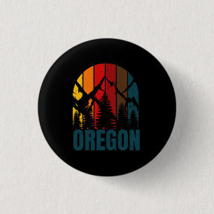 Badge Rond 2,50 Cm Montagnes de l'Oregon Rétro Vintage
