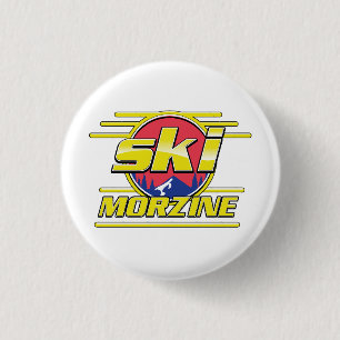 Badge Rond 2,50 Cm Morzine France Ski logo 80s