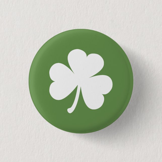 Badge Rond 2,50 Cm Moss Green avec Shamrock irlandais (Devant)