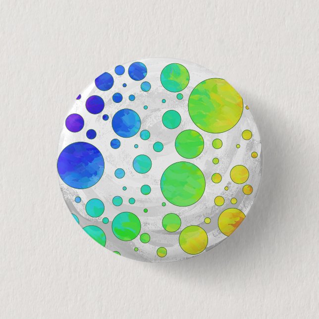 Badge Rond 2,50 Cm Motif à pois arc-en-ciel givré (Devant)
