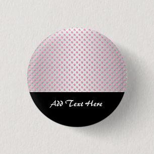 Badge Rond 2,50 Cm Motif à pois rose et blanc argenté