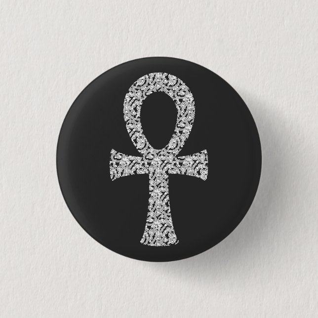 Badge Rond 2,50 Cm Motif Ankh Swirl (Devant)