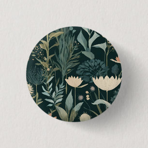 Badge Rond 2,50 Cm Motif botanique élégant de prairie de fleurs sauva