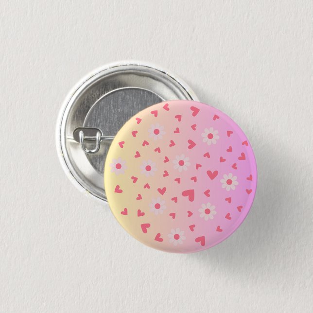 Badge Rond 2,50 Cm Motif d'amour mignon et de fleurs (Devant & derrière)