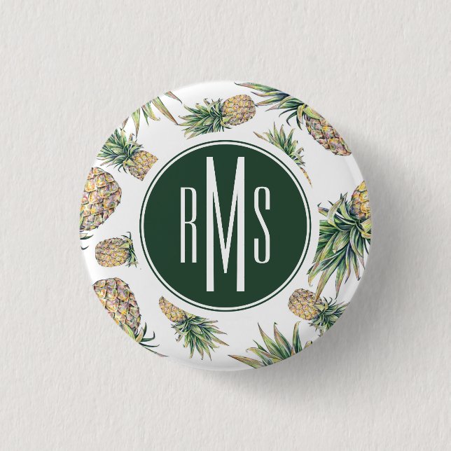 Badge Rond 2,50 Cm Motif d'ananas d'aquarelle (Devant)