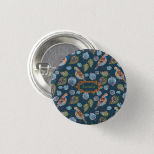 Badge Rond 2,50 Cm Motif d'aquarelle Blue Birds