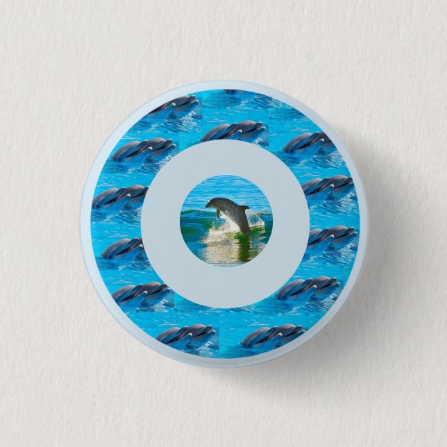 Badge Rond 2,50 Cm Motif dauphin circulaire, (Devant)