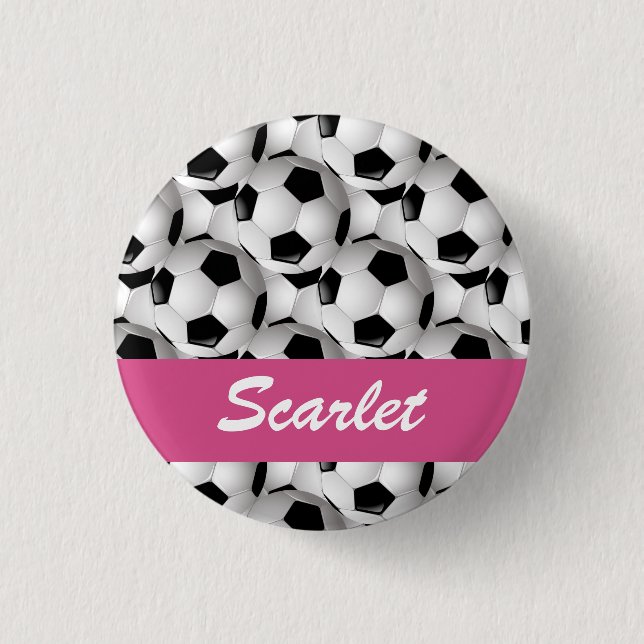 Badge Rond 2,50 Cm Motif de balle de football personnalisé rose (Devant)