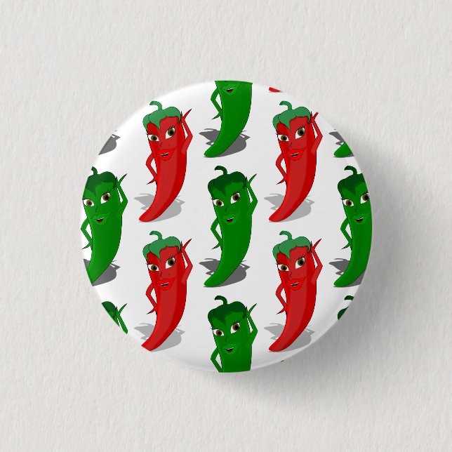 Badge Rond 2,50 Cm Motif De Cartoon Rouge Et Vert Pepper Divas (Devant)