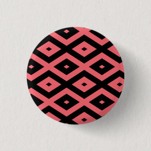 Badge Rond 2,50 Cm Motif de corail et de diamant noir