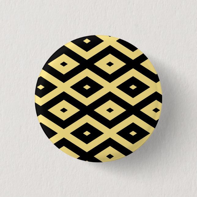 Badge Rond 2,50 Cm Motif de diamant jaune citron et noir (Devant)