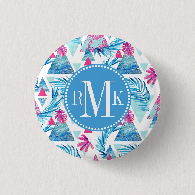 Badge Rond 2,50 Cm Motif de feuilles tropicales Abstraites (Devant)