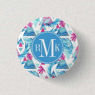 Badge Rond 2,50 Cm Motif de feuilles tropicales Abstraites