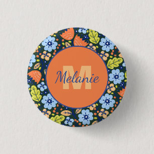 Badge Rond 2,50 Cm Motif de fleur personnalisé moderne coloré joli