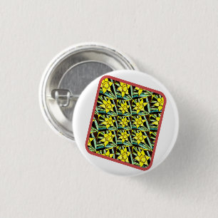 Badge Rond 2,50 Cm Motif de fleurs précieuses jaunes