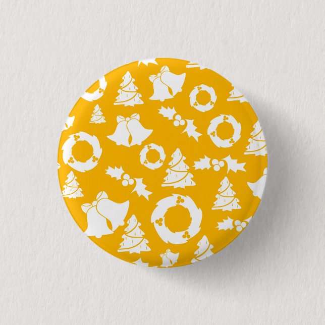 Badge Rond 2,50 Cm Motif de Noël jaune (Devant)
