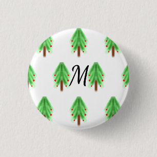 Badge Rond 2,50 Cm Motif de Noël simple aquarelle ajouter monogramme