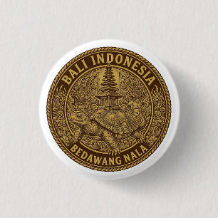 Badge Rond 2,50 Cm Motif de pièce de la pagode des tortues de Bali