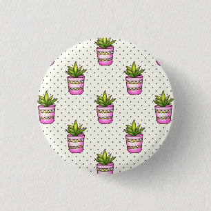 Badge Rond 2,50 Cm Motif de point Polka Succulent Aquarelle