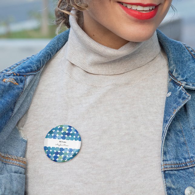 Badge Rond 2,50 Cm Motif de points - bleu et vert (Créateur téléchargé)
